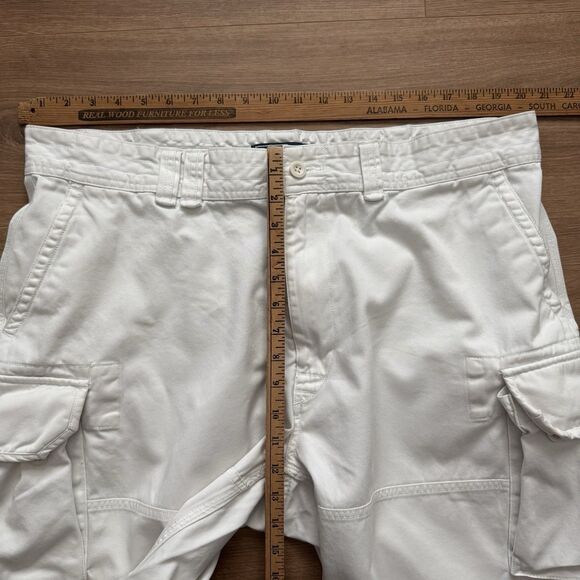 VTG Polo Ralph Lauren Cargo Shorts Mens 40 White Cotton Classic Fit Casual - Picture 7 of 9